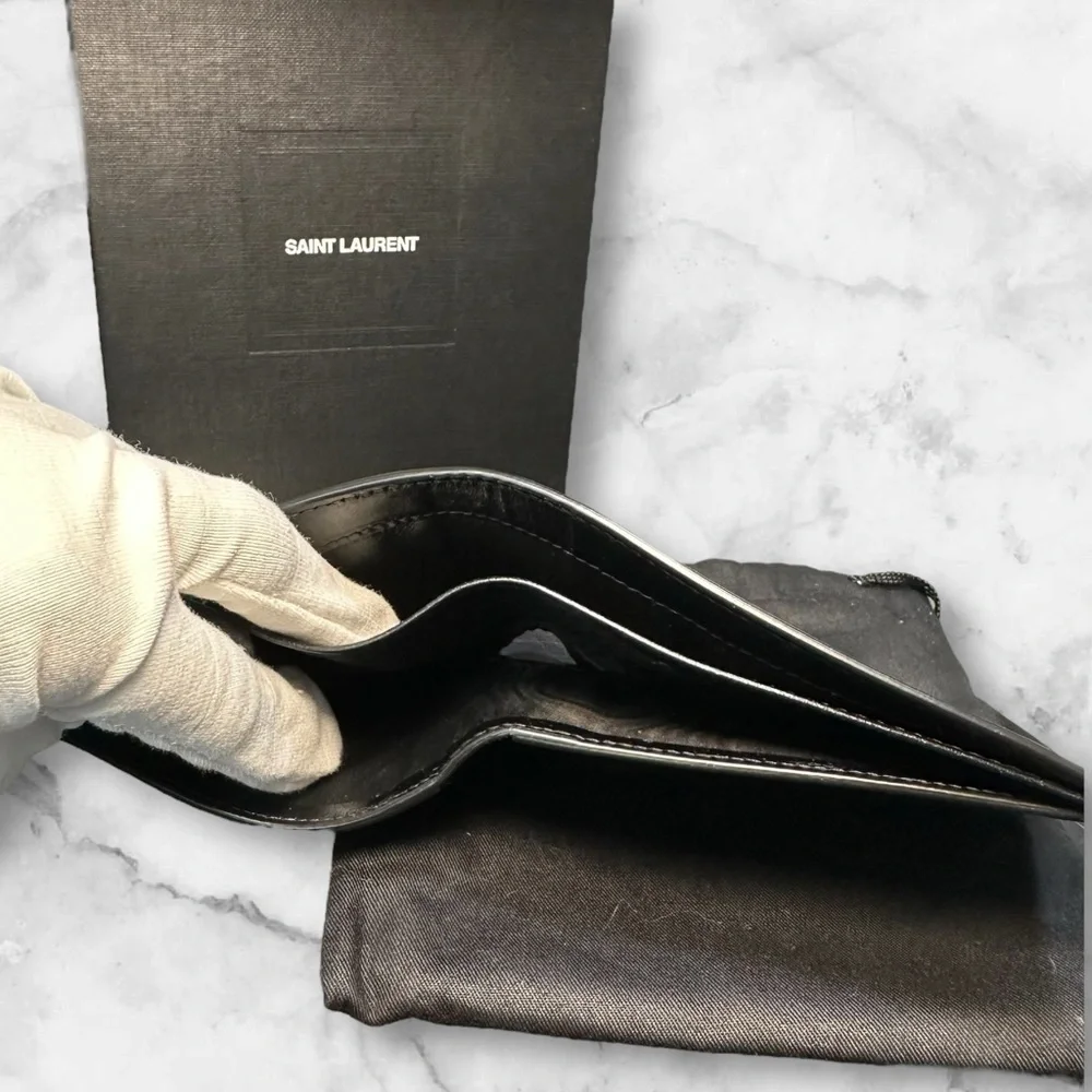 NWT Saint Laurent Men’s Black Leather Wallet - Picture 5 of 5